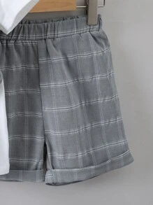 Boys Plaid Print 2 In 1 Tee & Shorts - Multicolor - View 3