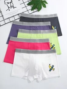 Hombres 5 piezas Calzoncillos boxer con estampado de dibujos animados - Multicolor - Ver 5