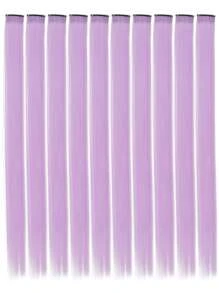 10pcs Clip In Long Straight Synthetic Hair Extension - Mauve Purple - View 1