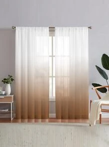 2入組漸層紗簾 - 咖啡棕 - 查看 1