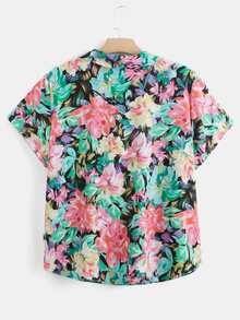 SHEIN LUNE Plus Floral Print Shirt - Multicolor - View 2
