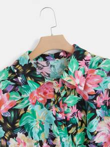 SHEIN LUNE Plus Floral Print Shirt - Multicolor - View 3