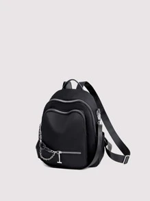 Mochila funcional con diseño de cadena - Negro - Ver 2