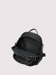 Mochila funcional con diseño de cadena - Negro - Ver 4