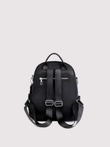 Mochila funcional con diseño de cadena - Negro - Ver 5