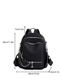 Mochila funcional con diseño de cadena - Negro - Ver 6