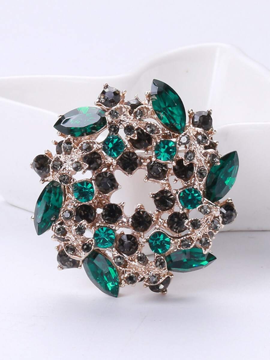 水鑽裝飾胸針 - 綠色 - 查看 1