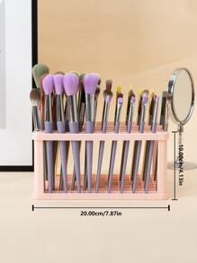 Makeup Brush Storage Rack, 1pc Plastic Makeup Organizer, Detachable Pencil Storage Holder, Rectangle Pen Display Stand, Desk Organizer For Bathroom, Vanity & Countertop, Office-Pink - Pink - View 4