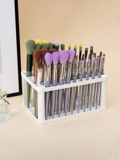 1pc Plastic Makeup Brush Holder | 8-Slot Vertical Desktop Stand, Can Store Makeup Brushes, Eyeliners, Pencils | Space-Saving Desktop Organizer | Gift For Home, Office, Makeup Enthusiasts | Cosmetic Bag, Room Decor, Vanity, Storage Box, Makeup Organizer