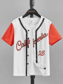 SHEIN 男孩字母圖案襯衫