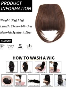 Short Straight Synthetic Hair Bangs With Sideburns - Light Brown - View 5