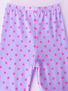 Girls Cartoon & Slogan Graphic Snug Fit PJ Set - Lilac Purple - View 4