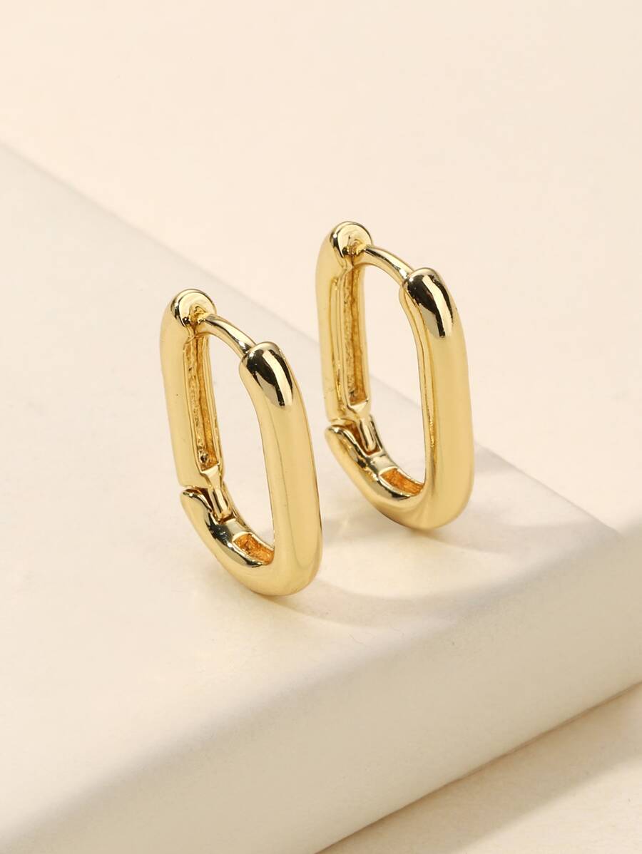 Minimalist Hoop Earrings - Yellow Gold - View 1