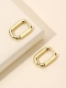 Minimalist Hoop Earrings - Yellow Gold - View 2