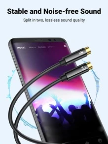 UGREEN 3.5mm Male To 2 Port 3.5mm Female Audio Stereo Y Splitter Cable Adapter For Earphone Headphone Headset And Microphone - Black - View 4