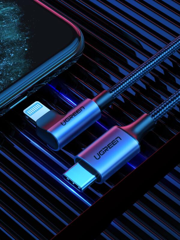 UGREEN 90-Degree Type-C Data Cable Compatible With IPhone Compatible With IPhone 14 Pro Max, 14 Pro, 14 Plus, 13 Pro Max, 13 Pro, 13, 12 Pro, 12, 11, XS, XR, 8 Plus, 8, 7, 6, 5, SE, Compatible With Ipad Lightning, 90 Degree Right Angle