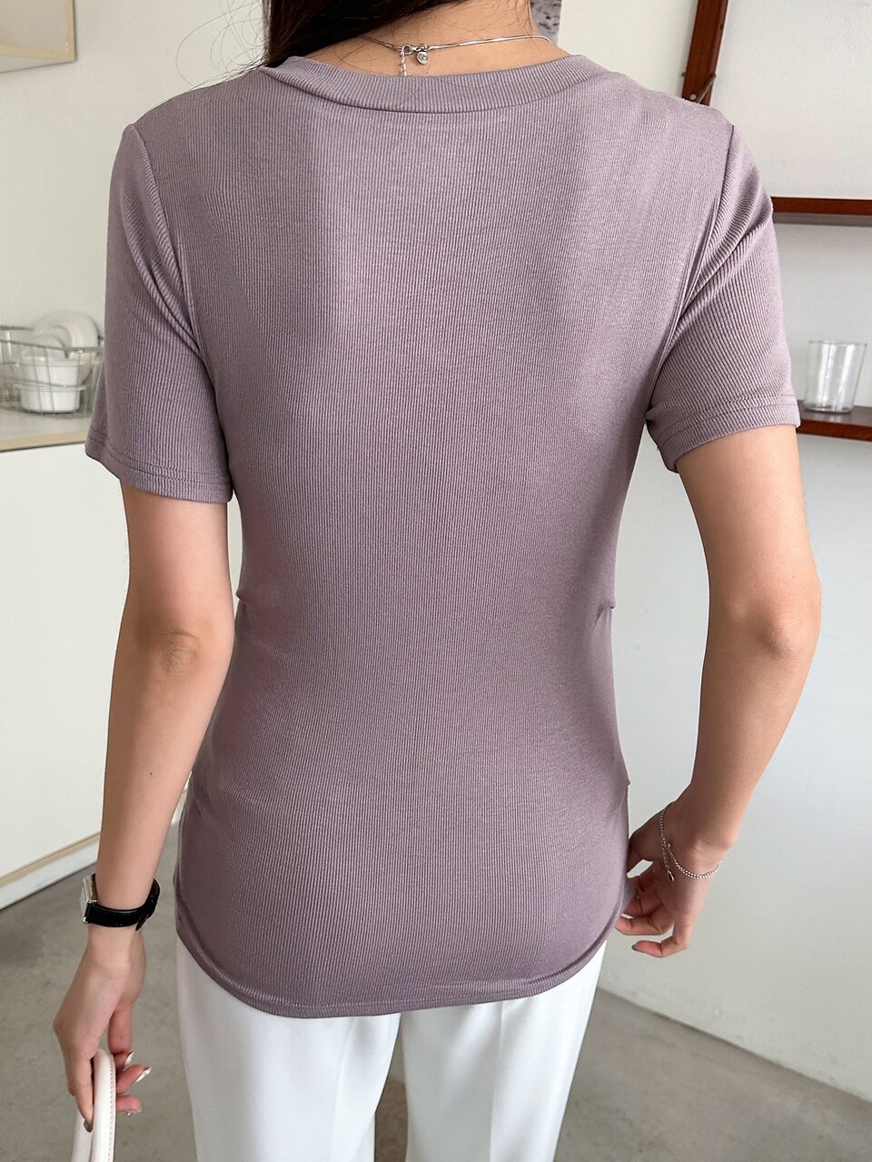 Solid Surplice Neck Tee