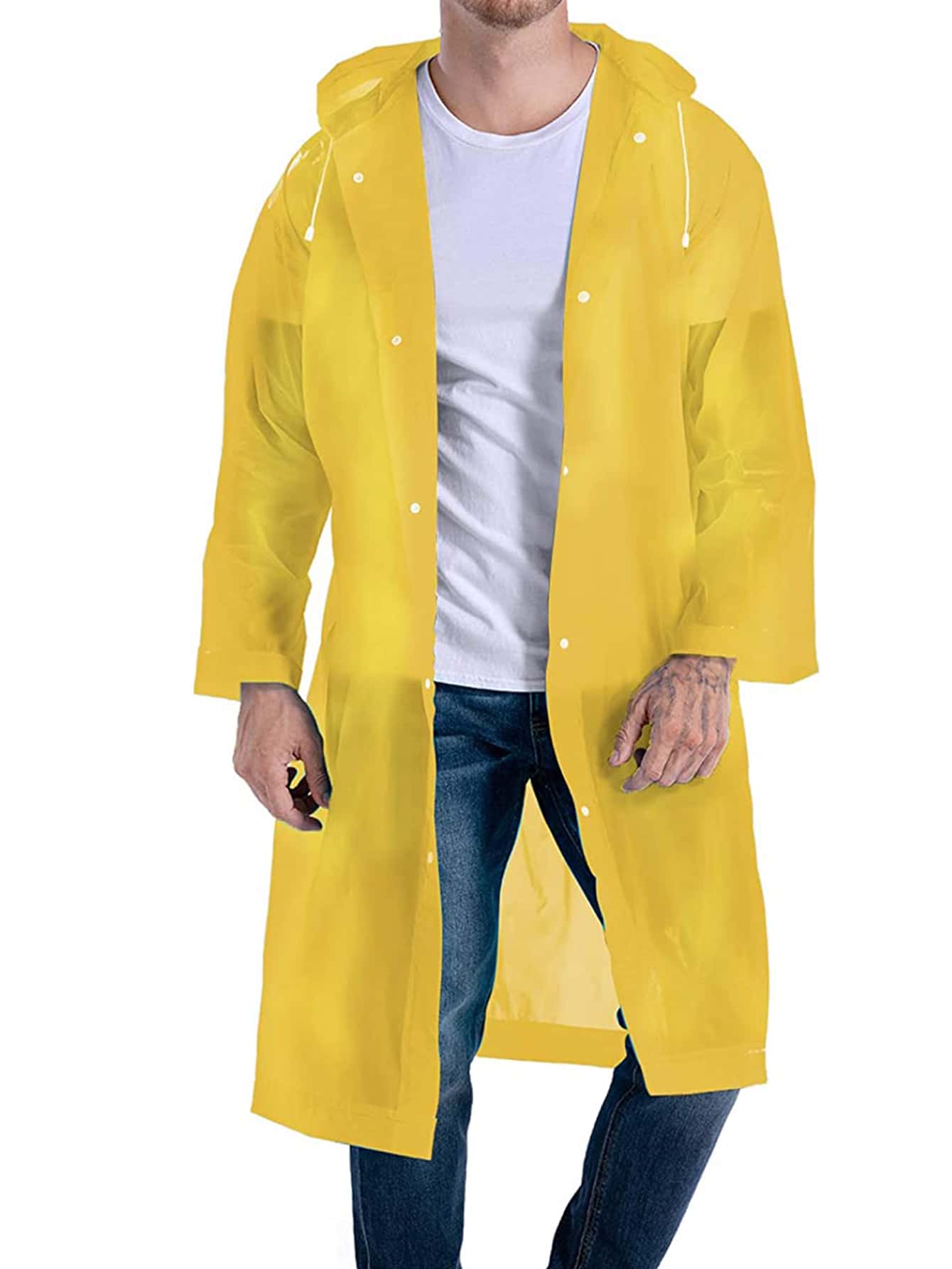 1 pieza impermeable amarillo de color sólido - Amarillo - Ver 1