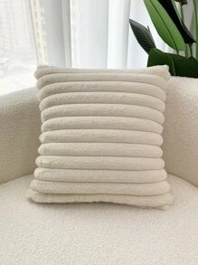 1 Vỏ Gối Lông Thỏ Giả Sọc Hoặc Vỏ Gối Thắt Lưng, Không Bao Gồm Lõi Gối - Màu be - Xem 2