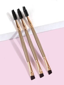 MAANGE 3pcs Professional Double-Ended Eyebrow Brush Set,Makeup Tools With Soft Fiber For Easy Carrying,Brush For Travel,Eyebrow Brush,Eyeshadow Brush,Spoolie,Spoolie Brush,Giveaways - Brown - View 2