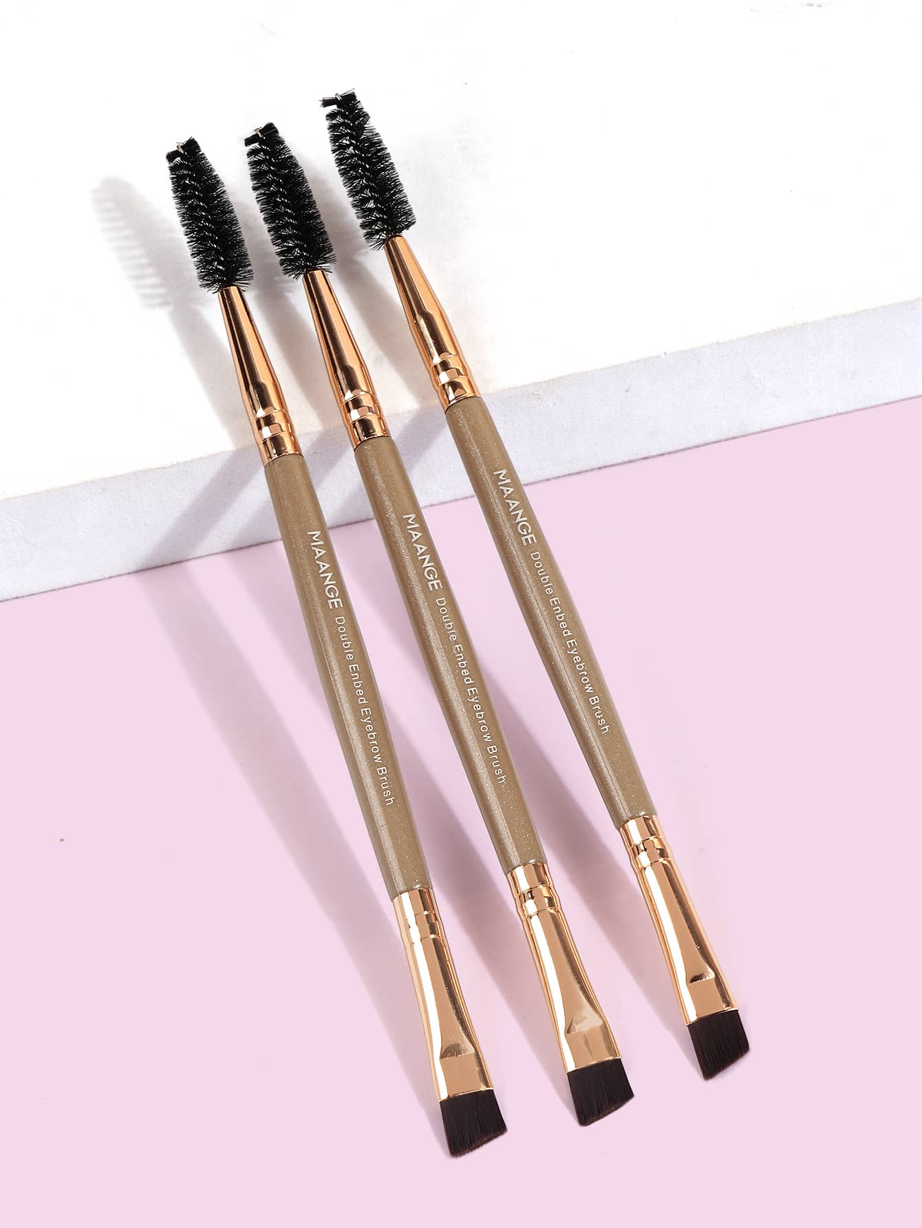 MAANGE 3pcs Professional Double-Ended Eyebrow Brush Set,Makeup Tools With Soft Fiber For Easy Carrying,Brush For Travel,Eyebrow Brush,Eyeshadow Brush,Spoolie,Spoolie Brush,Giveaways