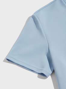 Manfinity Men Letter Graphic Tee & Drawstring Waist Shorts - Baby Blue - View 4