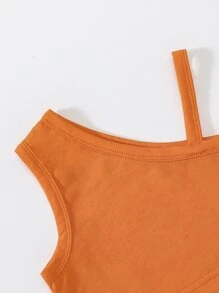 Bộ đồ Em bé Bất đối xứng Quần paper-bag Nơ Bướm màu trơn - Màu Cam cháy - Xem 3