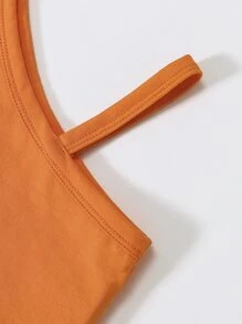 Bộ đồ Em bé Bất đối xứng Quần paper-bag Nơ Bướm màu trơn - Màu Cam cháy - Xem 4