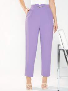 BizChic 高腰斜口袋長褲工作服