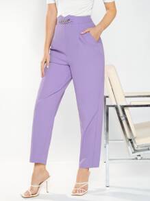 BizChic 高腰斜口袋長褲工作服