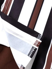 Boys Vertical Striped Shirt & Shorts Without Tee - Multicolor - View 4