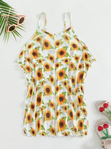 Girls Sunflower Print Cami Cover Up - Multicolor - View 1
