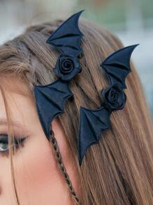 ROMWE Goth Kẹp tóc màu trơn Giải trí - màu đen - Xem 1