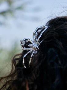 ROMWE Goth Garra de pelo con diseño de araña - Plateado - Ver 3