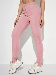 SHEIN Unity Solid Skinny Jeans - Dusty Pink - View 1