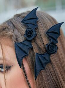 ROMWE Goth Kẹp tóc màu trơn Giải trí - màu đen - Xem 3