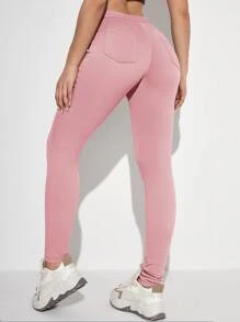 SHEIN Unity Solid Skinny Jeans - Dusty Pink - View 2