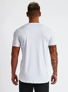 Manfinity Sport Corelite Camiseta básica de hombre con estampado gráfico de letras, tipo novio, para hacer ejercicio