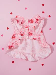 PETSIN 1pc Floral Print Ruffle Trim Pet Dress - Multicolor - View 7