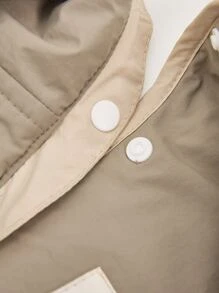 ZIAI Zip Up Hooded Onion Quilted Coat - Beige - View 6