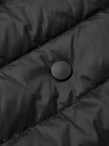 Slant Pockets Hooded Belted Padded Coat - Black - View 7