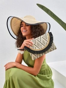 SHEIN VCAY Túi đeo tay nữ Khối Màu Kỳ nghỉ - màu đen - Xem 2
