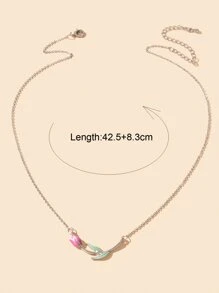 花朵掛飾項鍊 - 銀色 - 查看 4