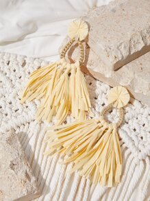 SHEIN VCAY 花和流蘇耳墜 - 黃色 - 查看 2