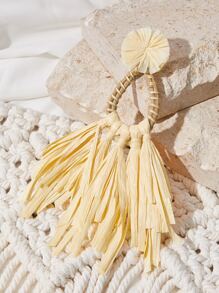 SHEIN VCAY 花和流蘇耳墜 - 黃色 - 查看 3