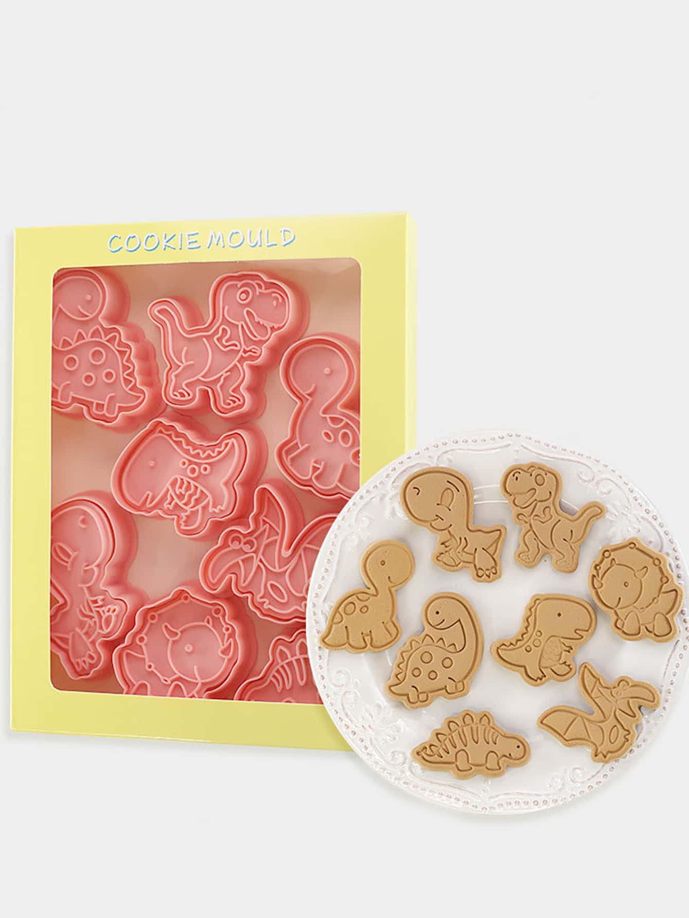 8pcs Dinosaur Design Cookie Mold - Pink - View 1