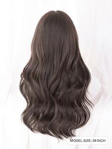 Tóc giả tổng hợp xoăn dài có mái - màu nâu - Xem 8