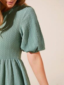 SHEIN LUNE Vestido unicolor de manga farol - verde menta - Ver 5