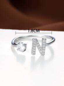 熱門時尚A-Z字母戒指首字母戒指結婚愛情戒指伴娘禮物情侶戒指 - 銀色 - 查看 4