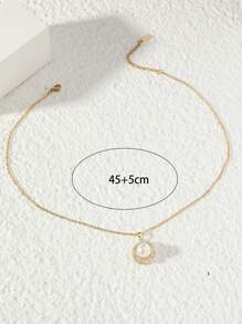 1件立方氧化锆花朵吊坠项链，适合日常佩戴 - 金黃色 - 查看 3